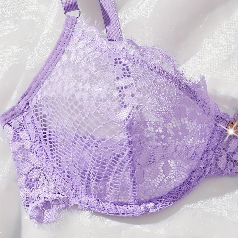 مجموعة لانجري عرايس بنسيج دانتيل - حمالة صدر ثلاثية بكوب ناعم مع كلوت منخفض